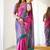 Pink blue silk blend jacuard work festival saree with unstitched blouse piece