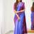 Violet wine silk blend jacuard work festival saree with unstitched blouse piece