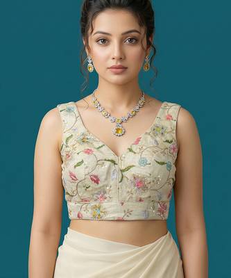 Self embroidered designer saree blouse 1