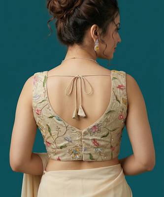 Self embroidered designer saree blouse 2