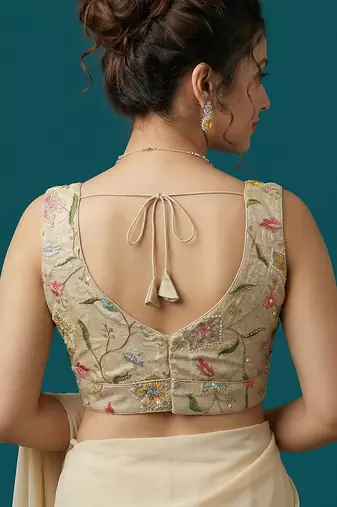 Self embroidered designer saree blouse