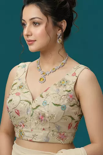 Self embroidered designer saree blouse