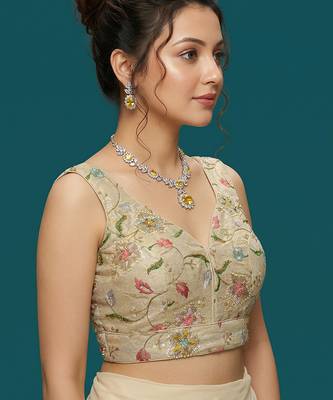 Self embroidered designer saree blouse 4