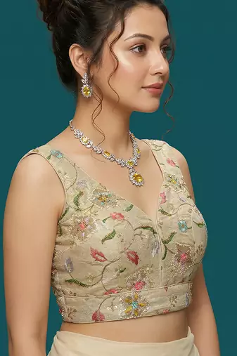 Self embroidered designer saree blouse