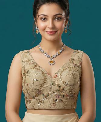 Self embroidered designer saree blouse 1