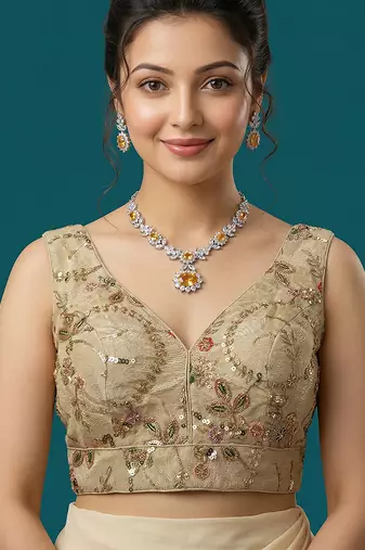 Self embroidered designer saree blouse