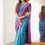 Turquoise wine silk blend jacuard work festival saree with unstitched blouse piece