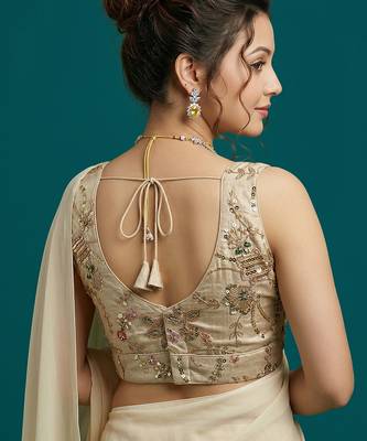Self embroidered designer saree blouse 2