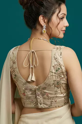 Self embroidered designer saree blouse