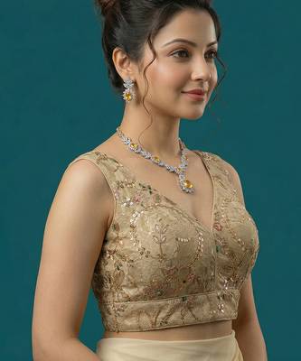 Self embroidered designer saree blouse 3