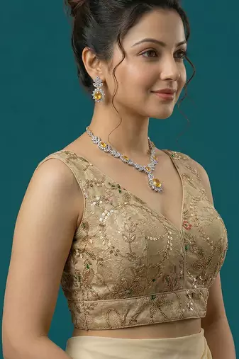 Self embroidered designer saree blouse