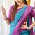 Turquoise wine silk blend jacuard work festival saree with unstitched blouse piece