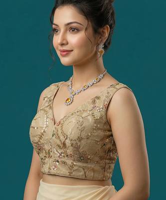 Self embroidered designer saree blouse 4