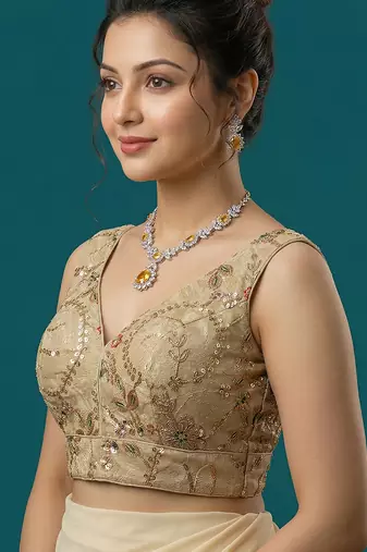 Self embroidered designer saree blouse