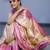 Off white baby pink silk blend jacuard work festival saree with unstitched blouse piece