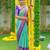 Sea green blue silk blend jacuard work festival saree with unstitched blouse piece