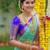 Sea green blue silk blend jacuard work festival saree with unstitched blouse piece