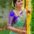 Sea green blue silk blend jacuard work festival saree with unstitched blouse piece