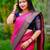 Rani pink blue silk blend jacuard work festival saree with unstitched blouse piece