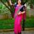 Rani pink blue silk blend jacuard work festival saree with unstitched blouse piece
