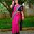 Rani pink blue silk blend jacuard work festival saree with unstitched blouse piece