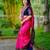 Rani pink blue silk blend jacuard work festival saree with unstitched blouse piece