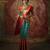 Turuoise red silk blend jacuard work festival saree with unstitched blouse piece