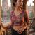 Maroon full sleeves self embroidered saree blouse