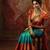 Turuoise red silk blend jacuard work festival saree with unstitched blouse piece