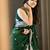 Green silk blend jacuard work festival saree with unstitched blouse piece