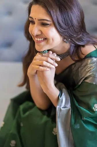 Green silk blend jacuard work festival saree with unstitched blouse piece