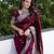 Wine silk blend jacuard work festival saree with unstitched blouse piece
