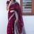 Wine silk blend jacuard work festival saree with unstitched blouse piece