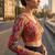 Red full sleeves self embroidered saree blouse