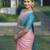 Peach rama silk blend jacuard work festival saree with unstitched blouse piece