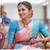 Peach rama silk blend jacuard work festival saree with unstitched blouse piece