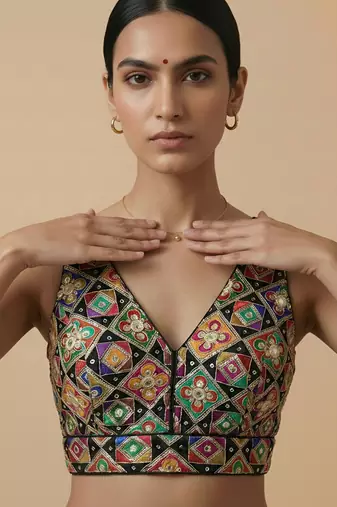 Self embroidered designer saree blouse