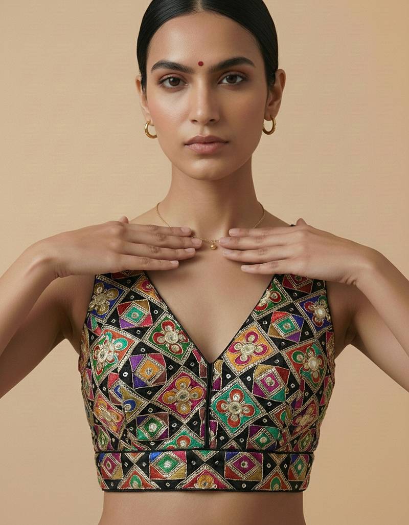 Self embroidered designer saree blouse
