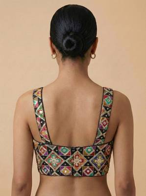 Self embroidered designer saree blouse 2