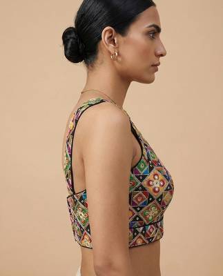 Self embroidered designer saree blouse 3