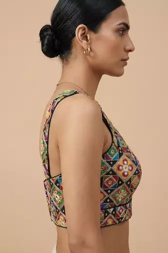Self embroidered designer saree blouse