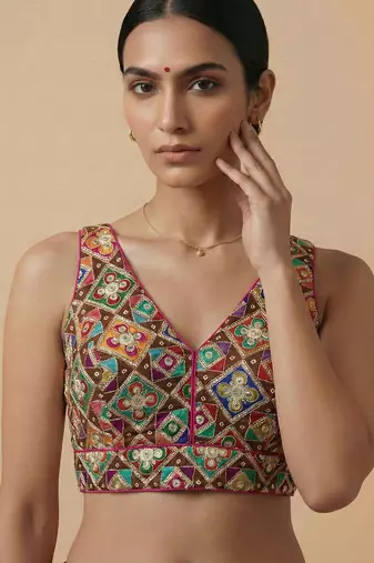 Self embroidered designer saree blouse