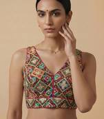 Self embroidered designer saree blouse