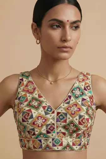 Self embroidered designer saree blouse