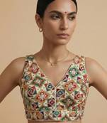 Self embroidered designer saree blouse