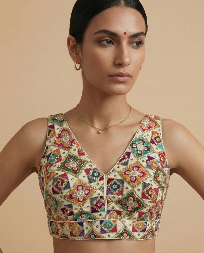 Self embroidered designer saree blouse