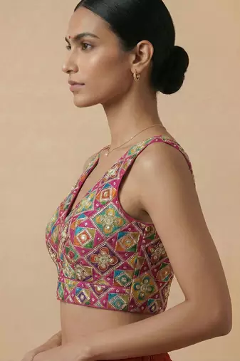 Self embroidered designer saree blouse