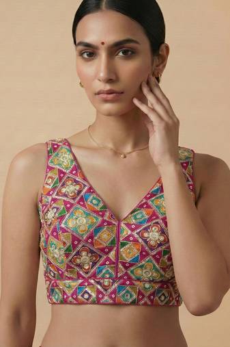 Self embroidered designer saree blouse