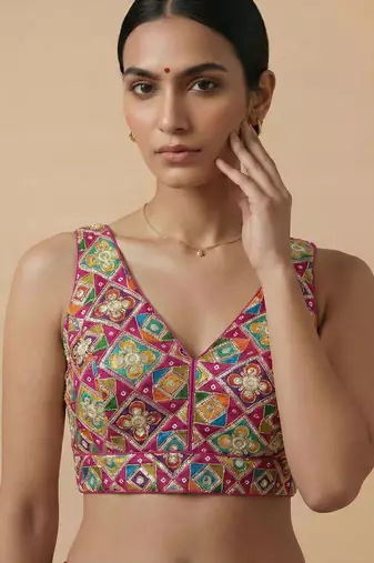 Self embroidered designer saree blouse