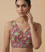 Self embroidered designer saree blouse